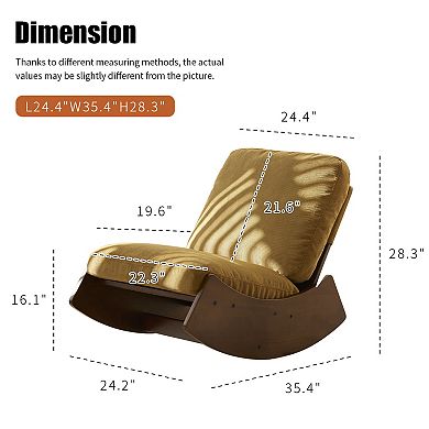 Trikiousd Solid Wood Frame Rocking Chair Upholstered Glider Chair Accent Reading Chair
