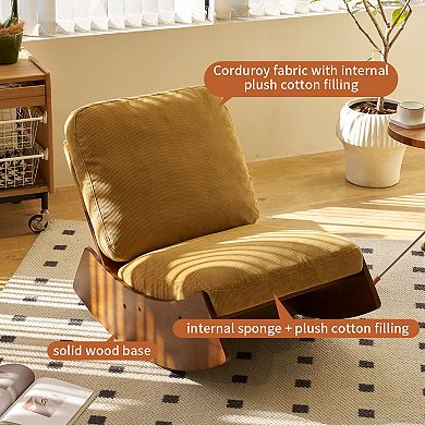 Trikiousd Solid Wood Frame Rocking Chair Upholstered Glider Chair Accent Reading Chair