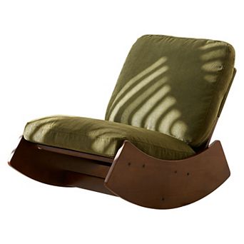 Trikiousd Solid Wood Frame Rocking Chair Upholstered Glider Chair Accent Reading Chair