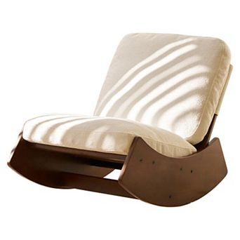 Trikiousd Solid Wood Frame Rocking Chair Upholstered Glider Chair Accent Reading Chair