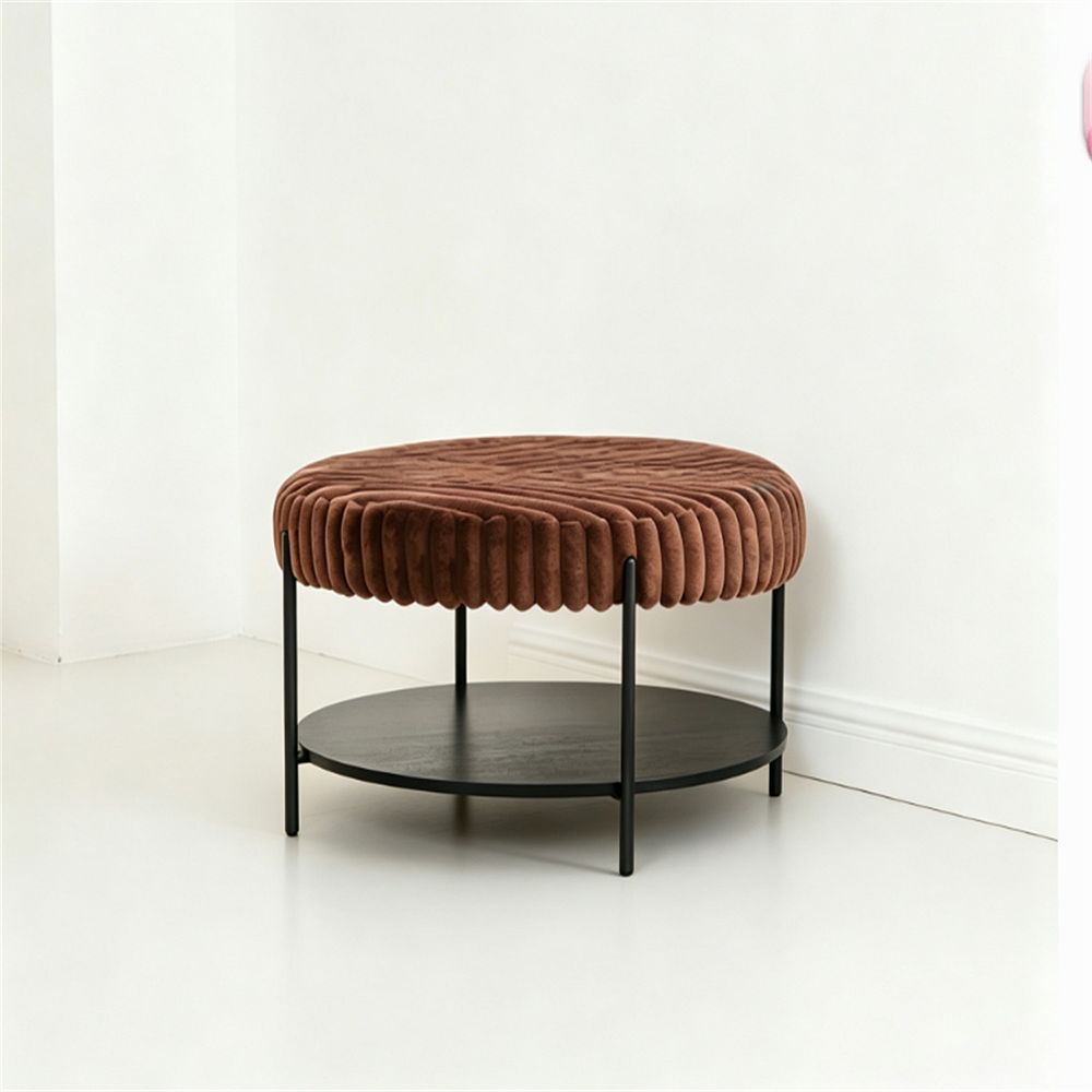 Trikiousd Round Ottoman Coffee Table Upholstered Footstool with Open ...