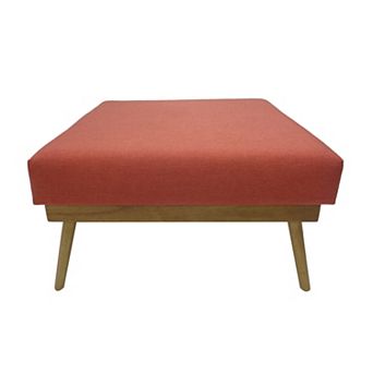 Trikiousd Large Square Ottoman Upholstered Footstool Coffee Table with Solid Wood Legs