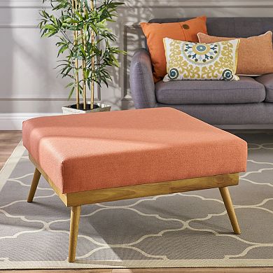 Trikiousd Large Square Ottoman Upholstered Footstool Coffee Table with Solid Wood Legs