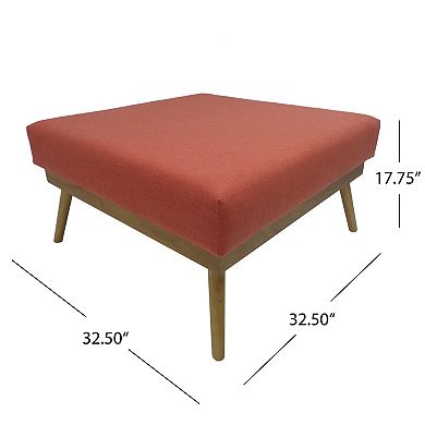 Trikiousd Large Square Ottoman Upholstered Footstool Coffee Table with Solid Wood Legs
