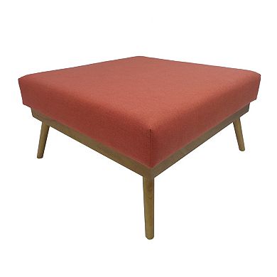Trikiousd Large Square Ottoman Upholstered Footstool Coffee Table with Solid Wood Legs
