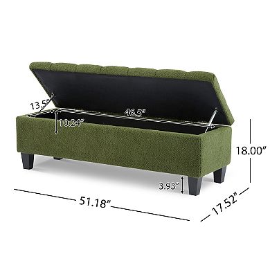 Trikiousd Boucle Rectangular Ottoman Entryway Bench, Long Ottoman Footstool with Storage