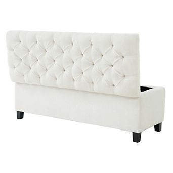 Trikiousd Boucle Rectangular Ottoman Entryway Bench, Long Ottoman Footstool with Storage