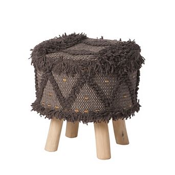Trikiousd Small Foot Stool Ottoman, Boho Round Ottoman Footrest Accent Seating for Living Bedroom