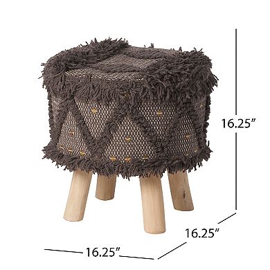 Trikiousd Small Foot Stool Ottoman, Boho Round Ottoman Footrest Accent Seating for Living Bedroom