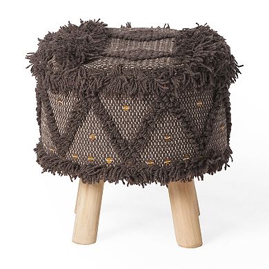 Trikiousd Small Foot Stool Ottoman, Boho Round Ottoman Footrest Accent Seating for Living Bedroom