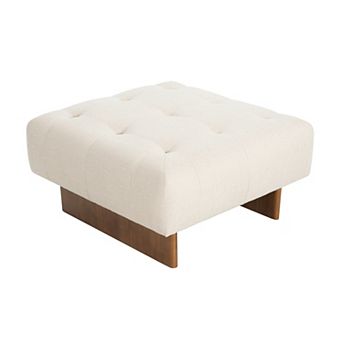 Trikiousd Square Upholstered Ottoman Footrest Vanity Stool with Rubber Wood Legs