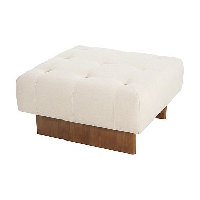 Trikiousd Square Upholstered Ottoman Footrest Vanity Stool with Rubber Wood Legs