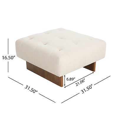 Trikiousd Square Upholstered Ottoman Footrest Vanity Stool with Rubber Wood Legs