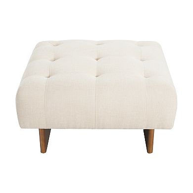 Trikiousd Square Upholstered Ottoman Footrest Vanity Stool with Rubber Wood Legs