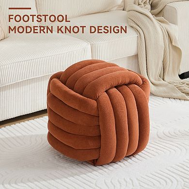 Trikiousd Modern Knot Ottoman Chenille Fabric Footstool Vanity Stool Shoe Changing Stool End of Bed