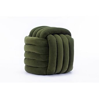 Trikiousd Modern Knot Ottoman Chenille Fabric Footstool Vanity Stool Shoe Changing Stool End of Bed