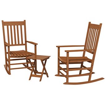 Trikiousd Outdoor Rocking Chairs with High Back, 3 pc Set with 2 Rocking Chairs and Side Table