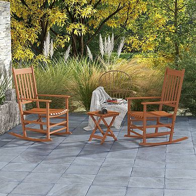 Trikiousd Outdoor Rocking Chairs with High Back, 3-piece Set with 2 Rocking Chairs and Side Table