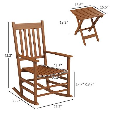Trikiousd Outdoor Rocking Chairs with High Back, 3-piece Set with 2 Rocking Chairs and Side Table
