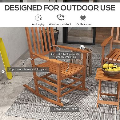 Trikiousd Outdoor Rocking Chairs with High Back, 3-piece Set with 2 Rocking Chairs and Side Table