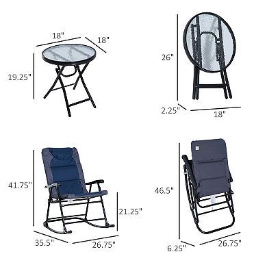 Trikiousd Folding Rocking Chair Set Portable Camping Chair