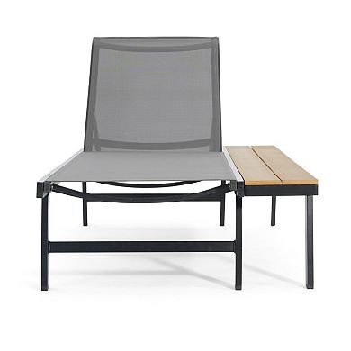 Trikiousd Aluminum Mesh Chaise Lounge Chair with Side Table for Patio Poolside Backyard