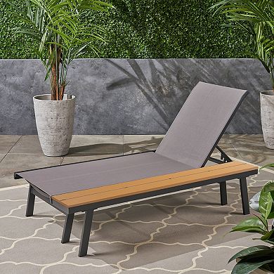 Trikiousd Aluminum Mesh Chaise Lounge Chair with Side Table for Patio Poolside Backyard