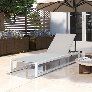 Trikiousd 5 Position Patio Chaise Lounge Chair, Outdoor Aluminum Frame Chaise
