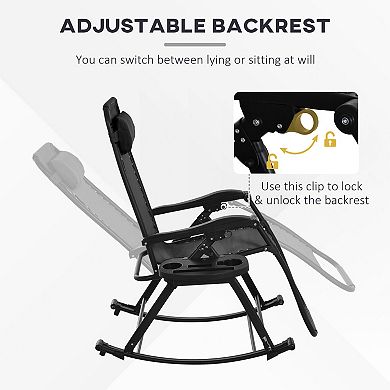 Trikiousd 2 Pieces Outdoor Rocking Chairs, Foldable Reclining Zero Gravity Lounge Rocker