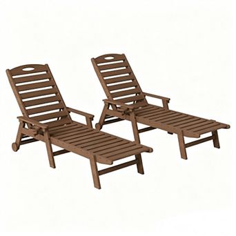 Trikiousd Patio HDPE Chaise Lounge Chair Set of 2, 5-Position Adjustable Pool Loungers