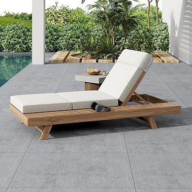 Trikiousd Chaise Lounge Chair Sun Lounger with Headrest & Cushion