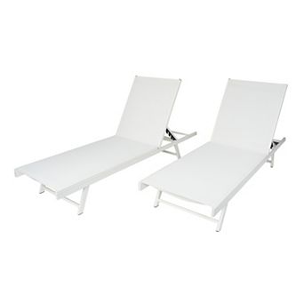 Trikiousd Outdoor Chaise Lounge Set of 2, 5 Position Patio Poolside Reclining Chair with Steel Frame