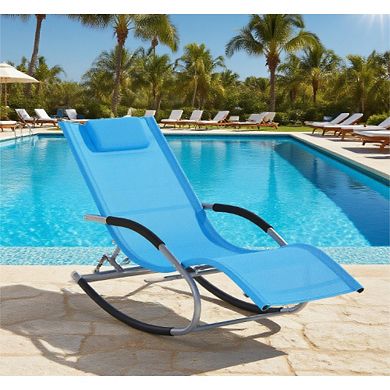 Trikiousd Outdoor Zero Gravity Rocking Chair Patio Chaise Lounge Chair Rocker