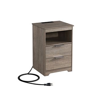 Trikiousd Wooden Nightstand End Table with Charging Station for Bedroom