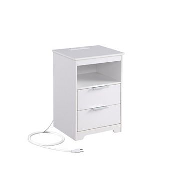 Trikiousd Wooden Nightstand End Table with Charging Station for Bedroom