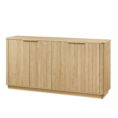 Trikiousd Curved Wave Sideboard Buffet Cabinet, Floorstanding Storage Cabinet TV Console wStoarge
