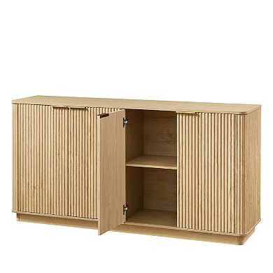 Trikiousd Curved Wave Sideboard Buffet Cabinet, Floorstanding Storage Cabinet TV Console wStoarge