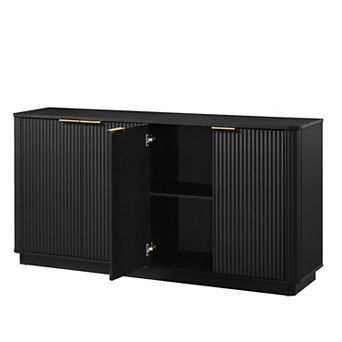 Trikiousd Curved Wave Sideboard Buffet Cabinet, Floorstanding Storage Cabinet TV Console wStoarge