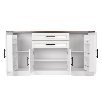 Trikiousd Farmhouse Barn Doors Sideboard Buffet Cabinet TV Console Table
