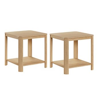 Trikiousd Boho Square Nightstand Rounded Corner End Table 2 tier Bedside Table