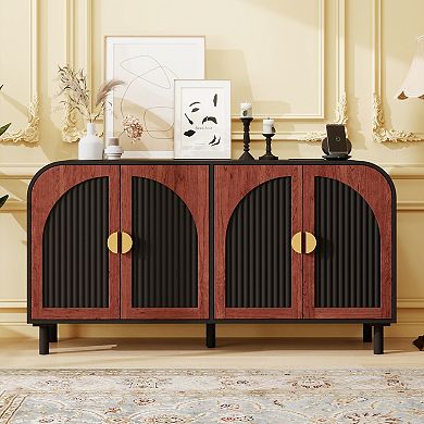 Trikiousd Vintage Arched Sideboard Storage Cabinet for Dining Room Entryway Living Room