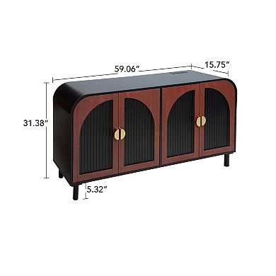 Trikiousd Vintage Arched Sideboard Storage Cabinet for Dining Room Entryway Living Room