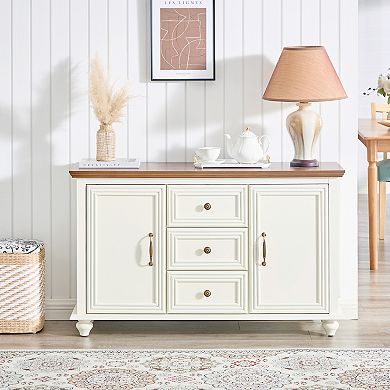 Trikiousd Mid Century Modern Sideboard Buffet Cabinet 3 Drawer Accent Console Table