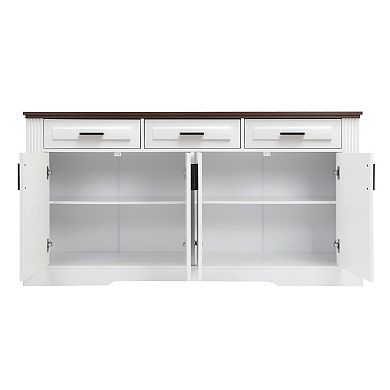 Trikiousd Modern Fluted Sideboard Buffet Cabinet, 63" Large Storage Cabinet 3 Drawers Console Table