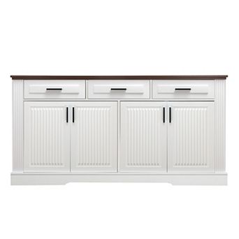 Trikiousd Modern Fluted Sideboard Buffet Cabinet, 63" Large Storage Cabinet 3 Drawers Console Table