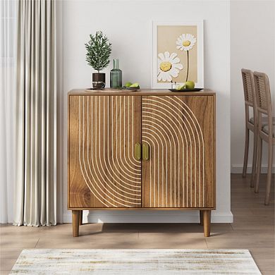 Trikiousd Wooden Sideboard Side Cabinet Accent Storage Cabinet for Living Room Entryway Hallway