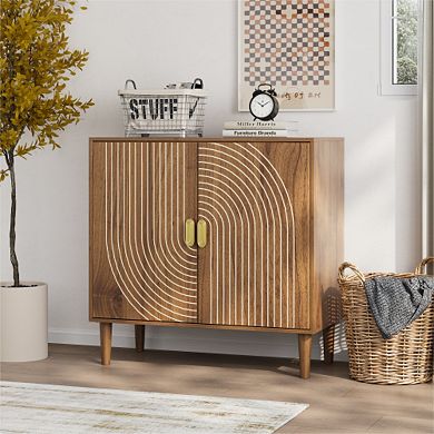 Trikiousd Wooden Sideboard Side Cabinet Accent Storage Cabinet for Living Room Entryway Hallway
