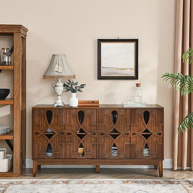 Trikiousd Hollow-carved Sideboard Vintage Storage Cabinet