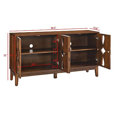 Trikiousd Hollow-carved Sideboard Vintage Storage Cabinet