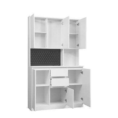 Trikiousd 74" Tall Kitchen Pantry Storage Cabinet with Charging Station, Microwave Stand